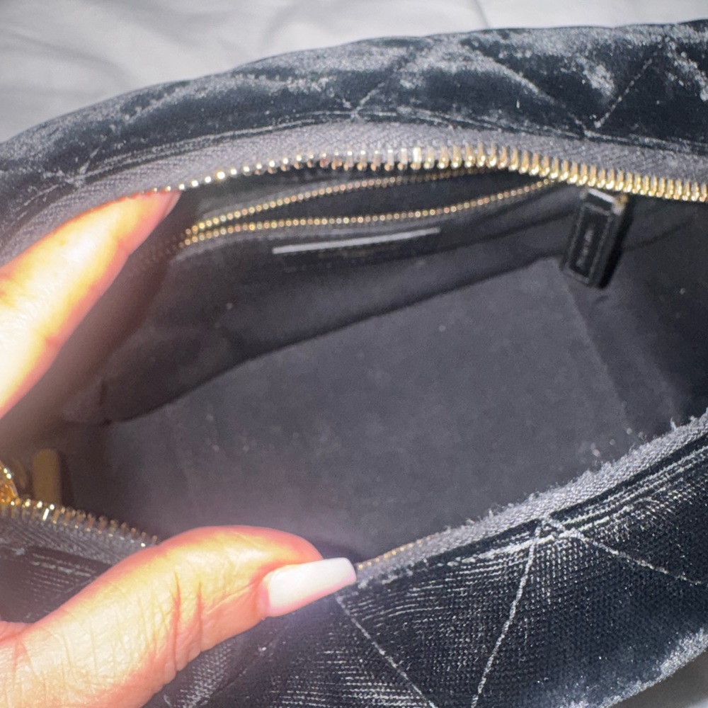 Saint Laurent Black Velvet Puffer Crossbody Bag with Gold Hardware - Picture 7 of 9
